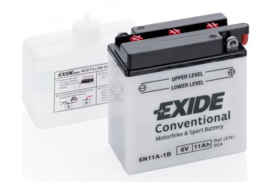 Аккумулятор для мототехники EXIDE BIKE 6V 11AH 80A (JIS) 122x62x131mm 0.8kg Аккумулятор для мототехники EXIDE BIKE 6V 11AH 80A (JIS) 122x62x131mm 0.8kg