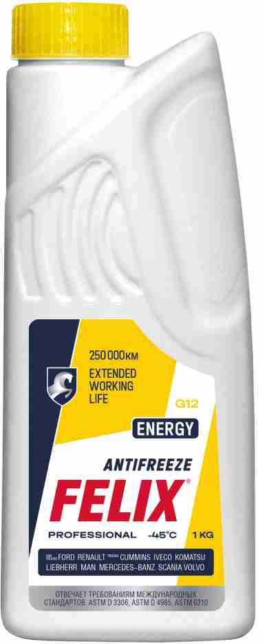 АНТИФРИЗ ЖЕЛТЫЙ 1kg (ГОТОВЫЙ) FELIX Energy / G12 до -40°С АНТИФРИЗ ЖЕЛТЫЙ 1kg (ГОТОВЫЙ) FELIX Energy / G12 до -40°С