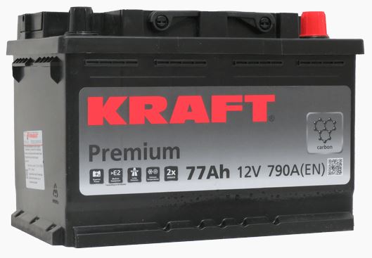 Аккумулятор KRAFT, 12 В, 75 А/ч, 800 А, артикул 57545