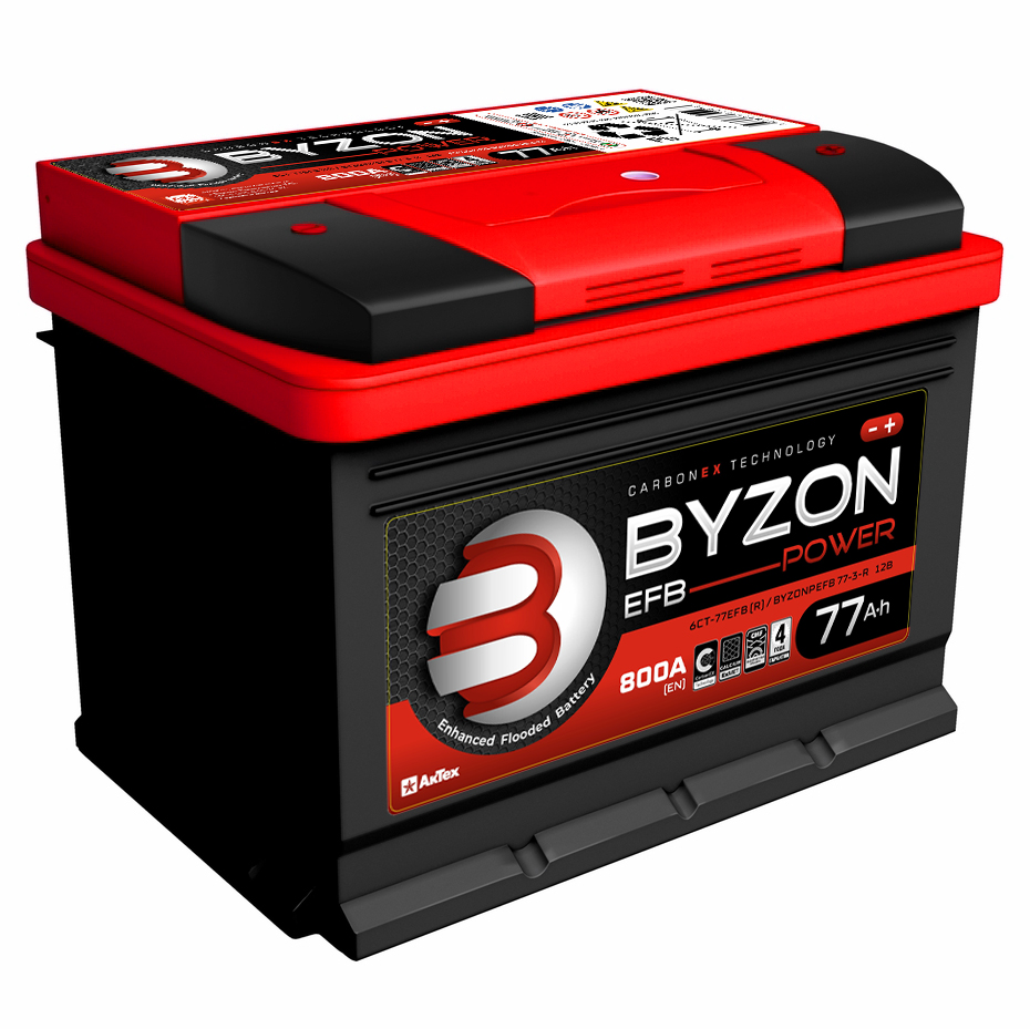 Аккумулятор BYZON EFB 77 Ач о.п. R+