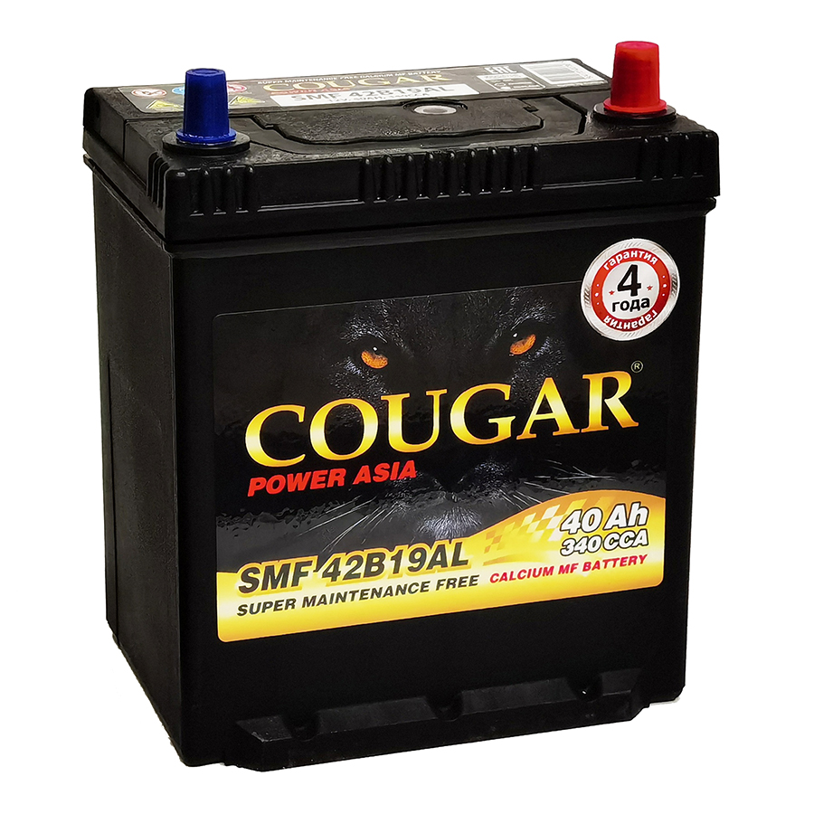 Аккумулятор COUGAR Asia 40 Ач о.п. R+ (SMF 42B19AL) БОРТИК