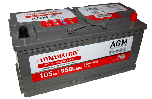 Аккумулятор AGM DYNAMATRIX-KOREA, 12 V, 100 А/ч, 950 А, артикул DEK1050
