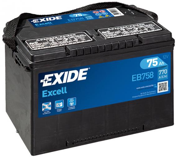 Аккумулятор Exide Excell (75 A/h), 770A L+ USA