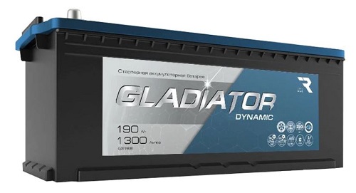 Аккумулятор GLADIATOR, 12 В, 190 А/ч, 1300 А, артикул GDY19030