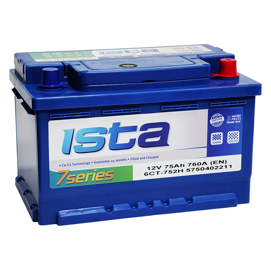 Аккумулятор ISTA 7 Series 75 Ач о.п. R+ НИЗКИЙ