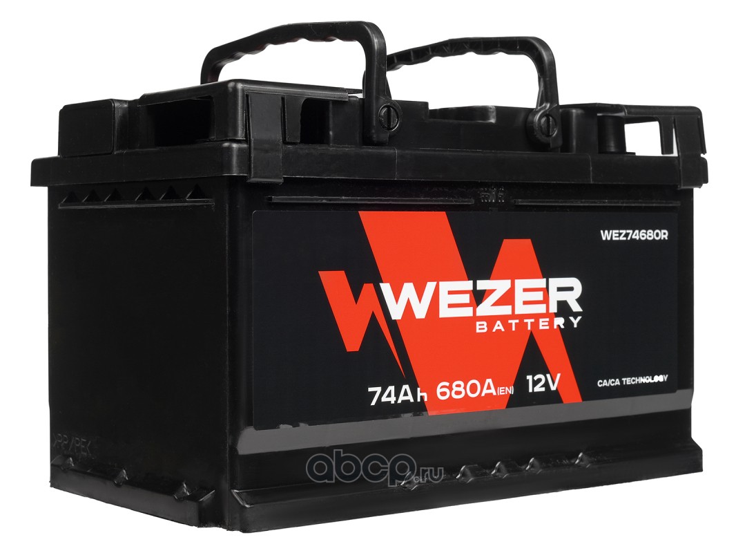 Аккумулятор WEZER 74Ah 680A (R+) 275/175/175